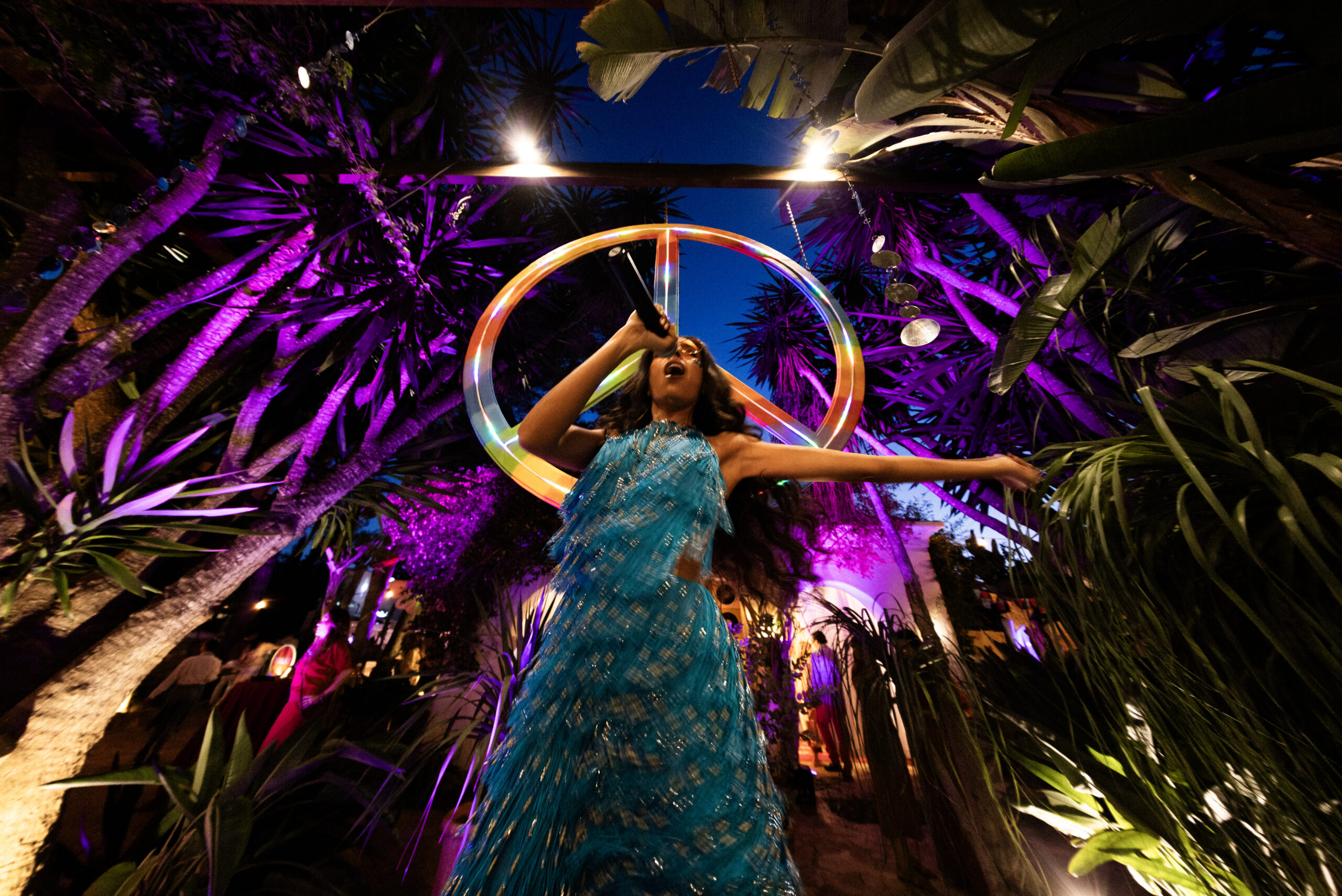 creative performance in ibiza party lights